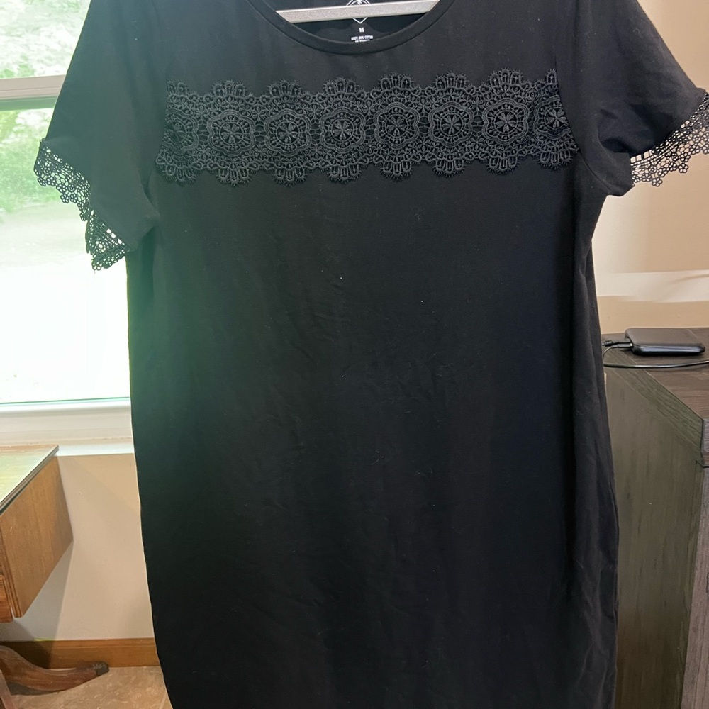 St. John's Bay Black Lace-Trim Mini Dress
